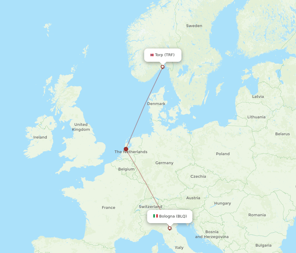 TRF-BLQ flight routes