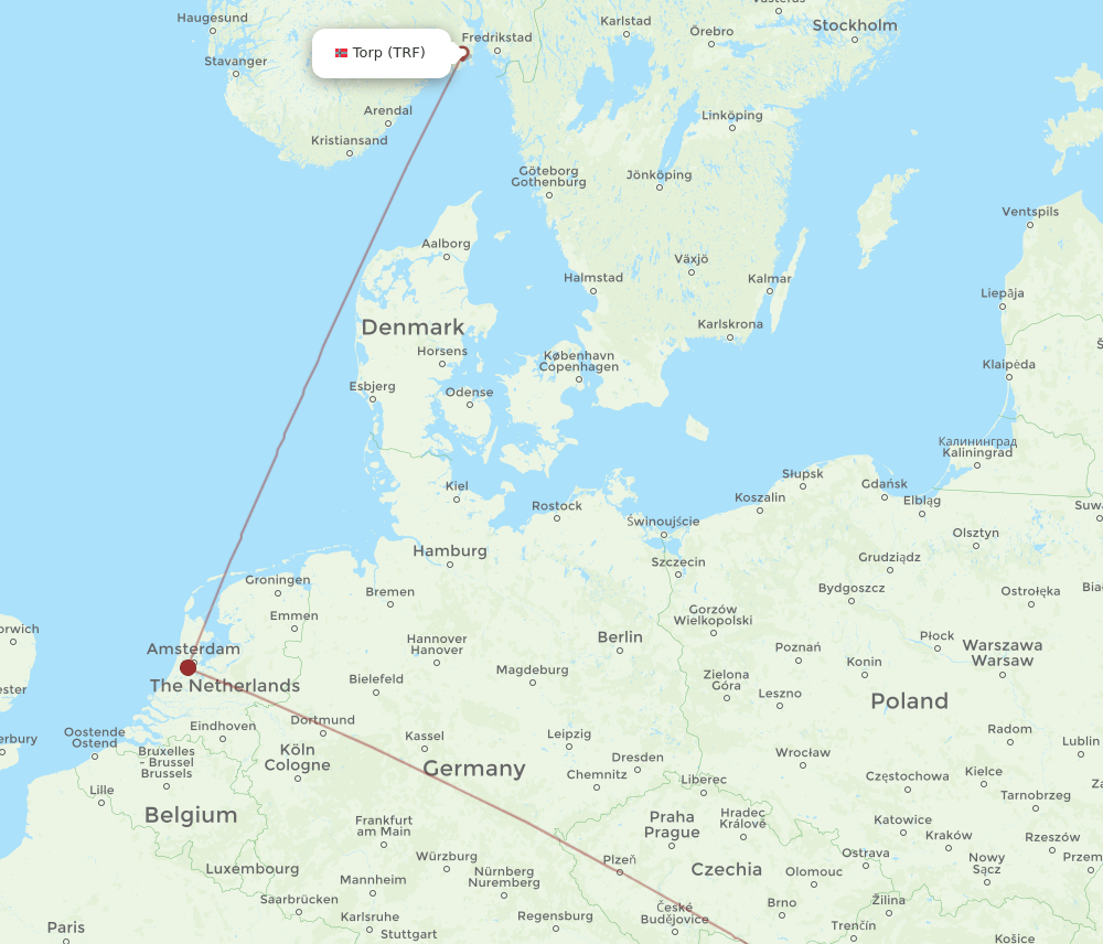 TRF-BUD flight routes