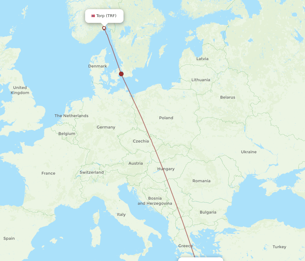 TRF to CHQ flights and routes map