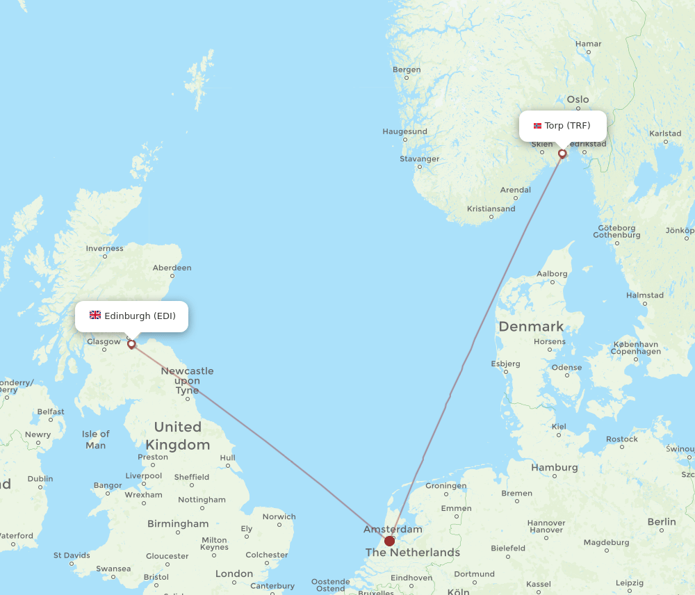 TRF-EDI flight routes