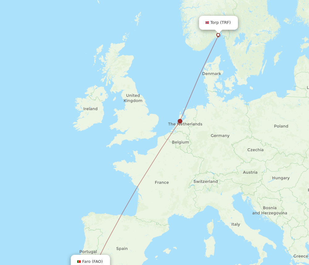 TRF-FAO flight routes