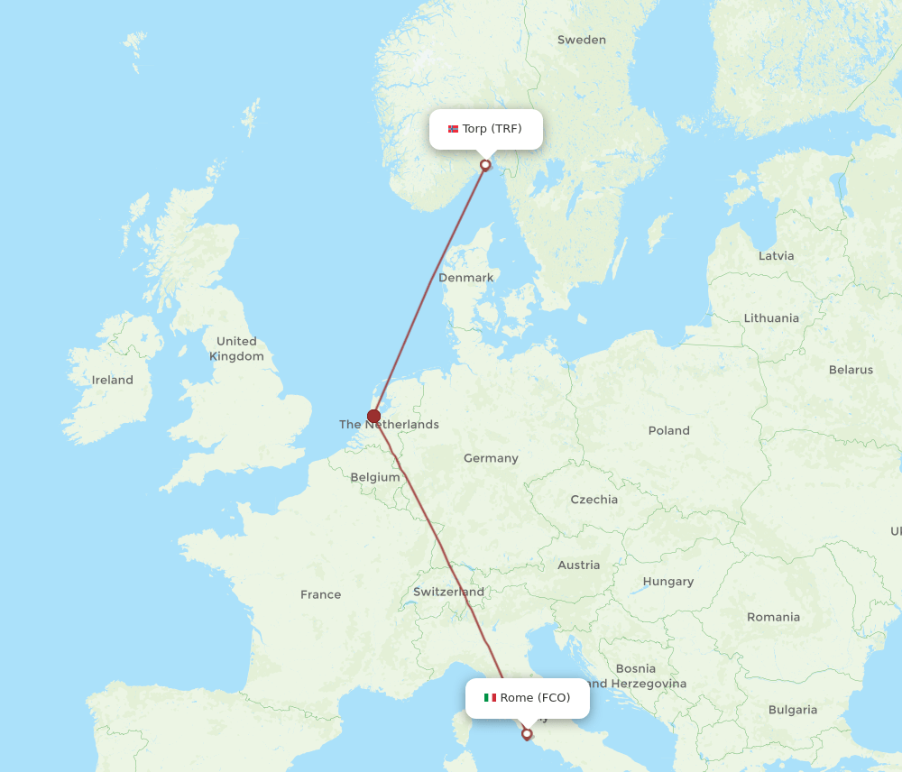 TRF-FCO flight routes