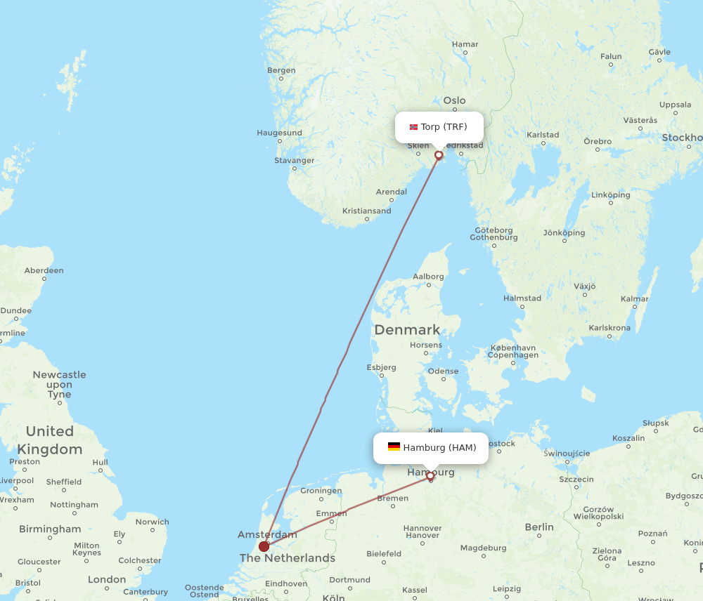 TRF-HAM flight routes