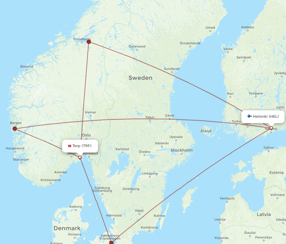 TRF-HEL flight routes