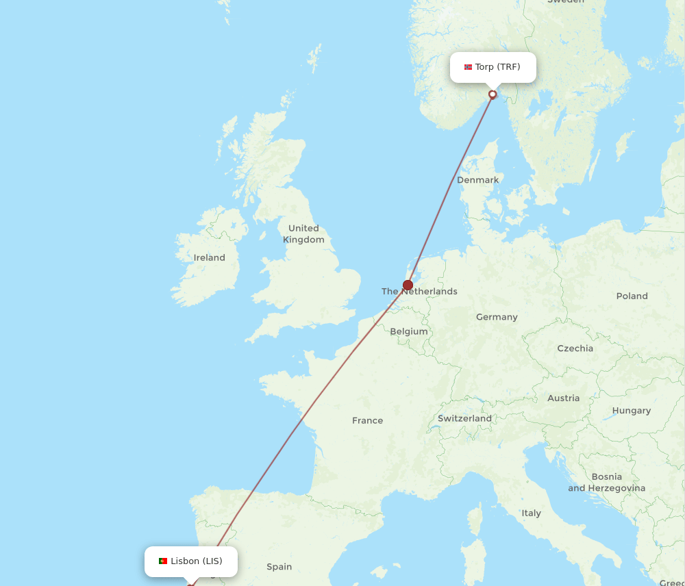 TRF-LIS flight routes