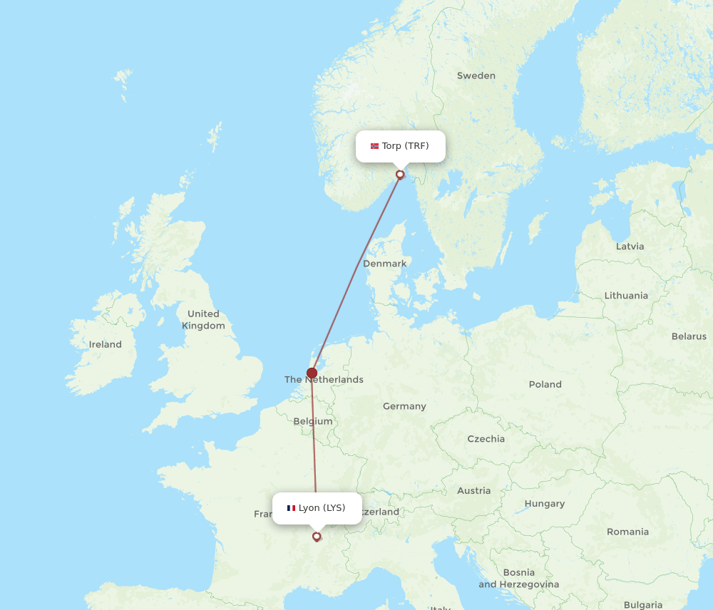 TRF-LYS flight routes