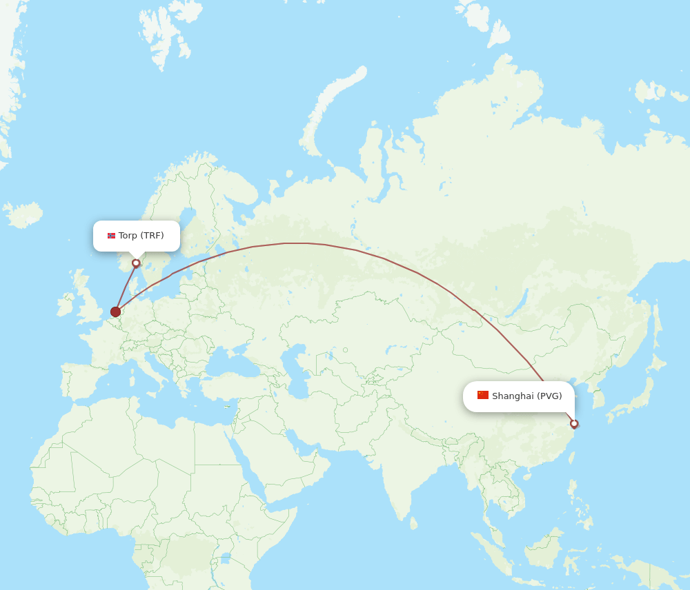 TRF-PVG flight routes