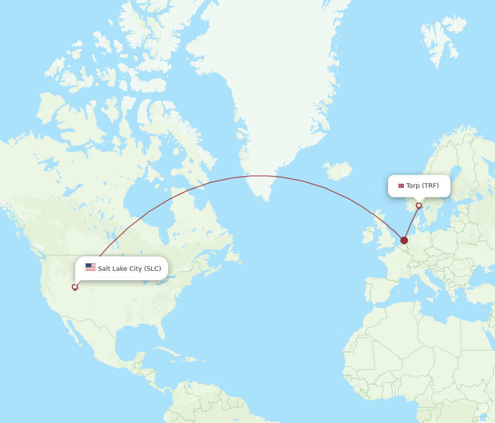 TRF to SLC flights and routes map