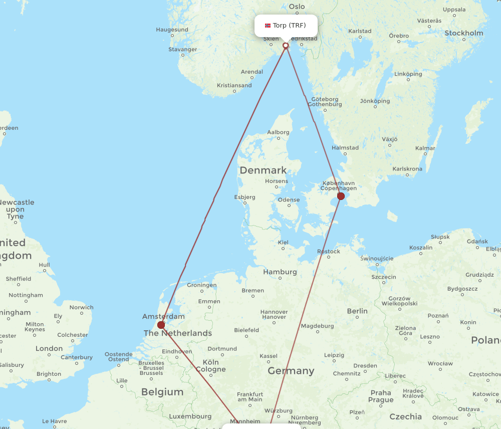 TRF-STR flight routes