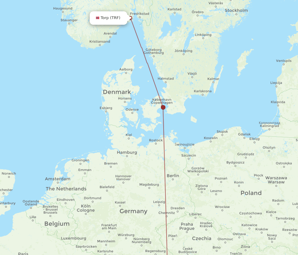 Salzburg - Sandefjord route map and flight paths