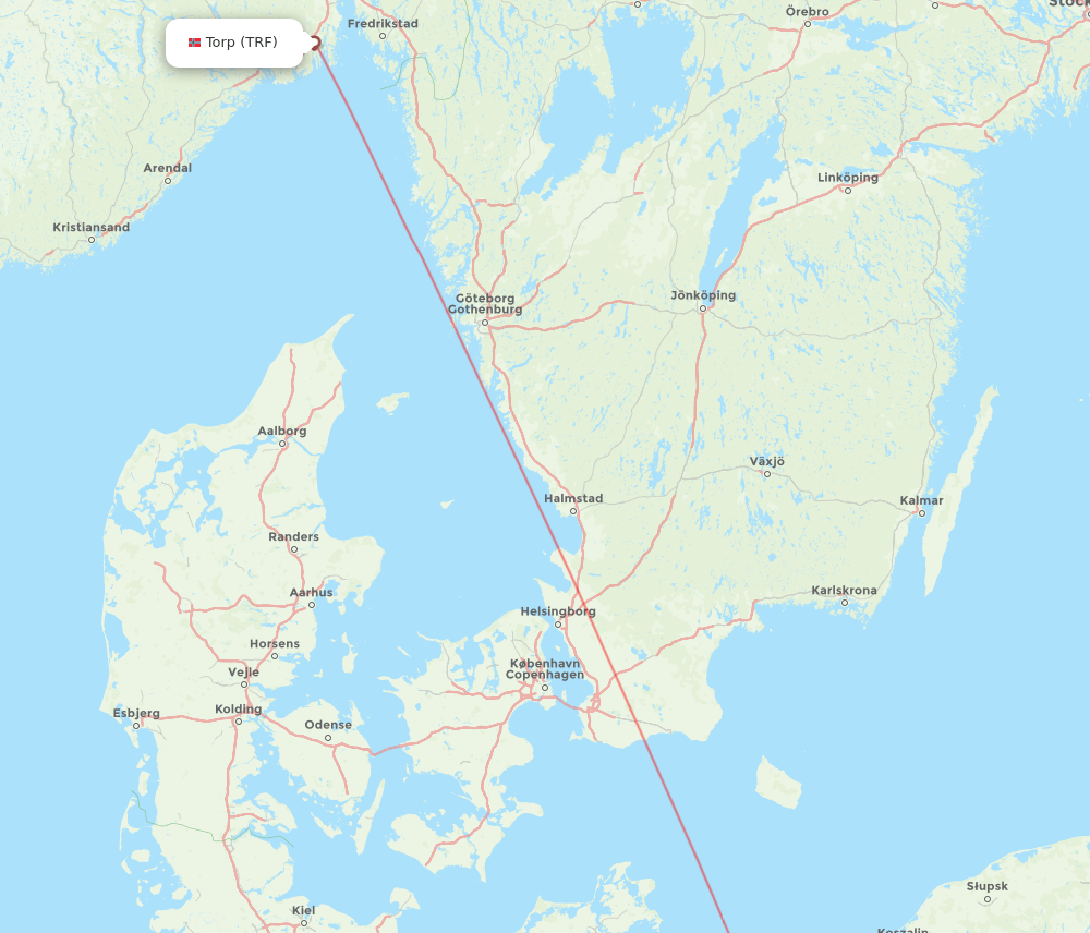 Sandefjord - Szczecin route map and flight paths