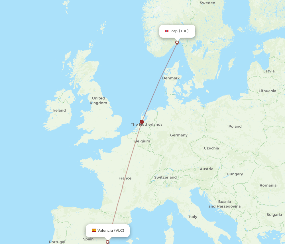 TRF-VLC flight routes