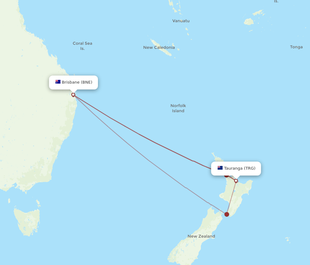 TRG-BNE flight routes