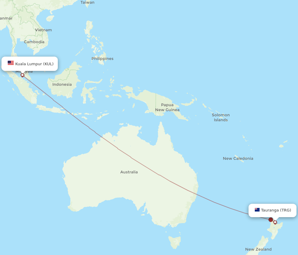 TRG-KUL flight routes