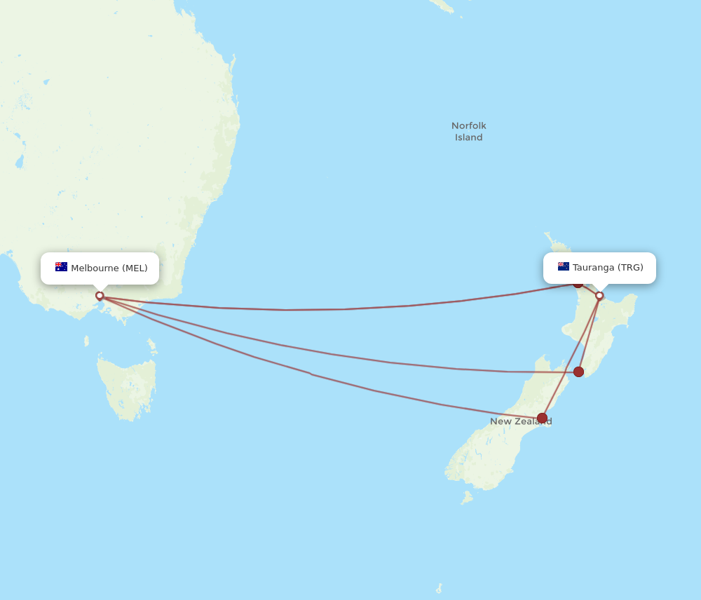TRG to MEL flights and routes map