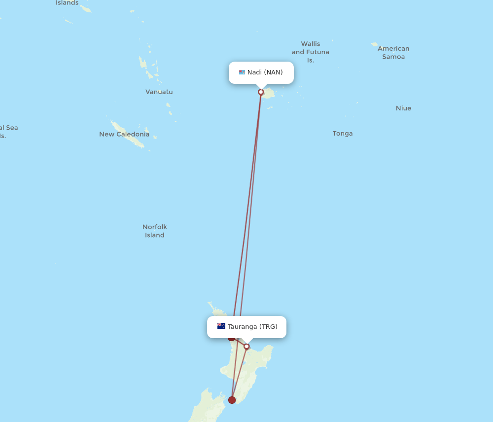 TRG-NAN flight routes