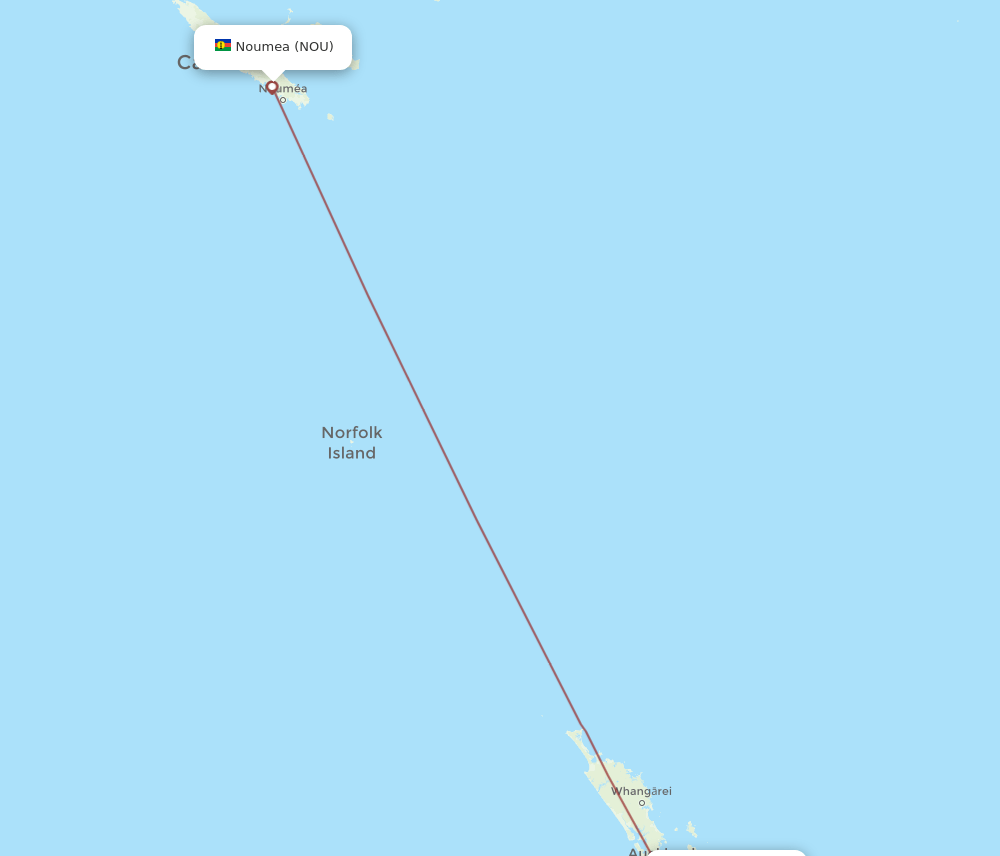 TRG to NOU flights and routes map