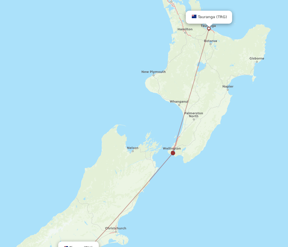TRG to TIU flights and routes map