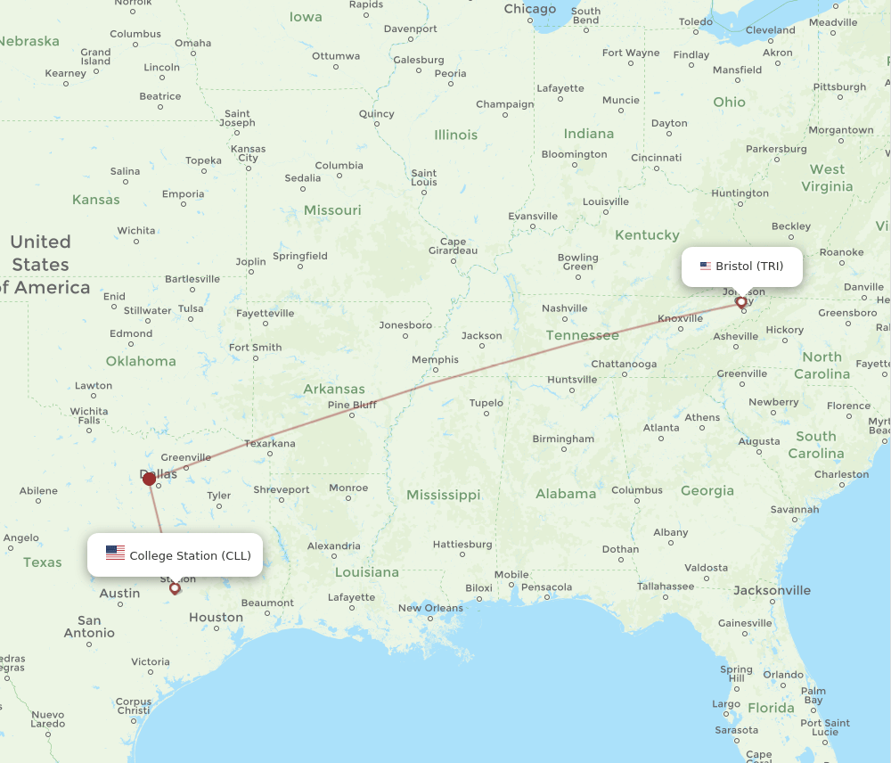 TRI-CLL flight routes