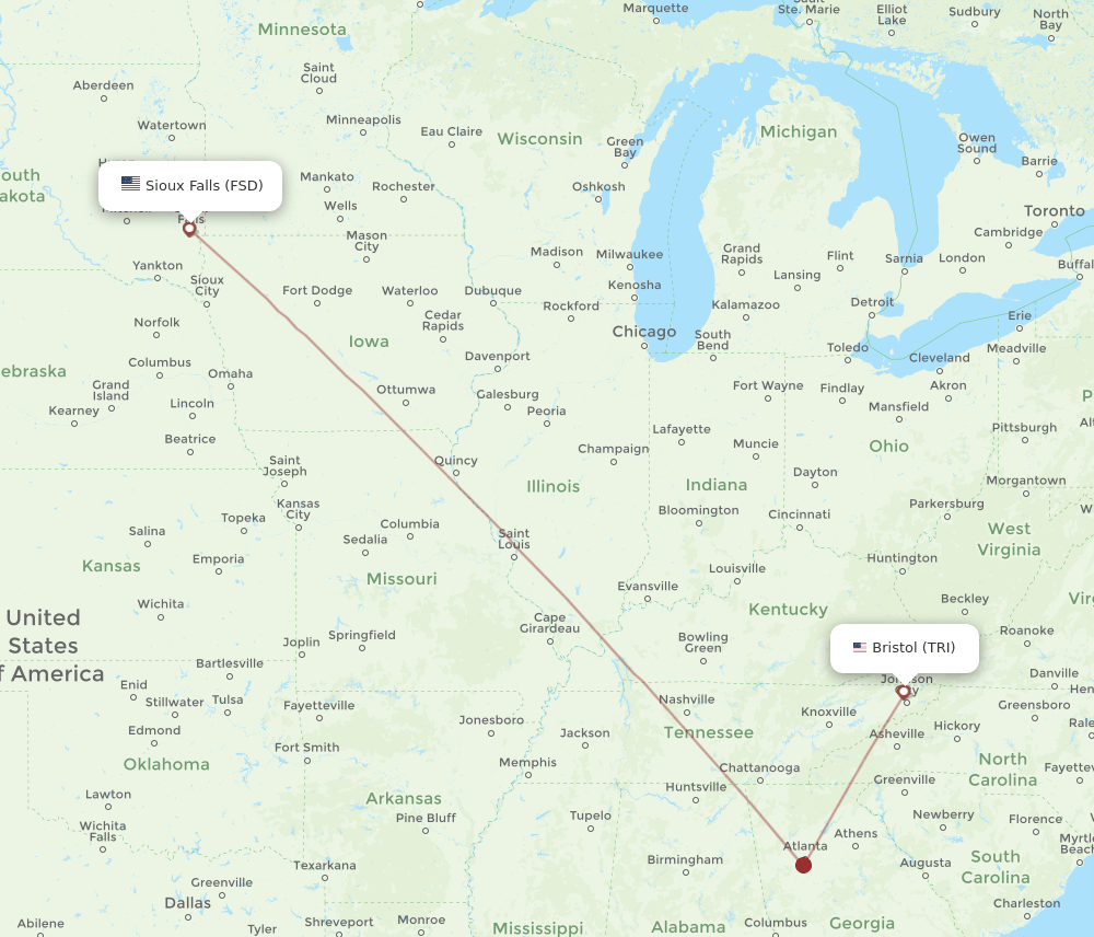 TRI-FSD flight routes