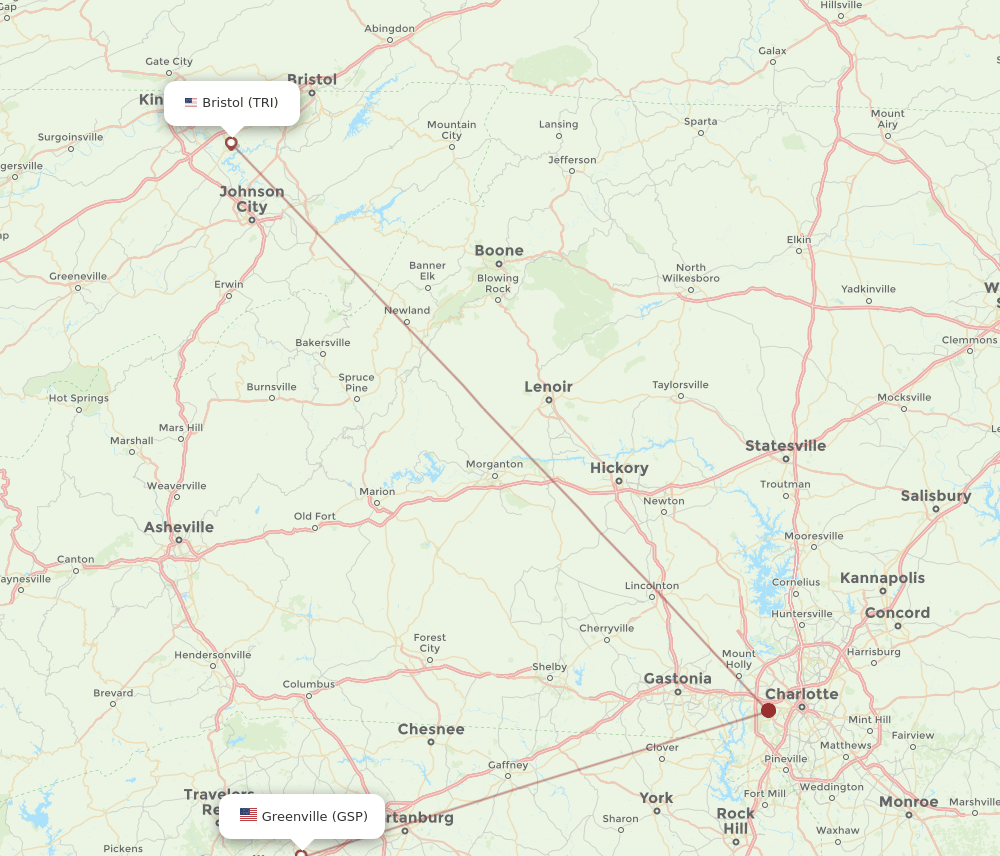 TRI-GSP flight routes