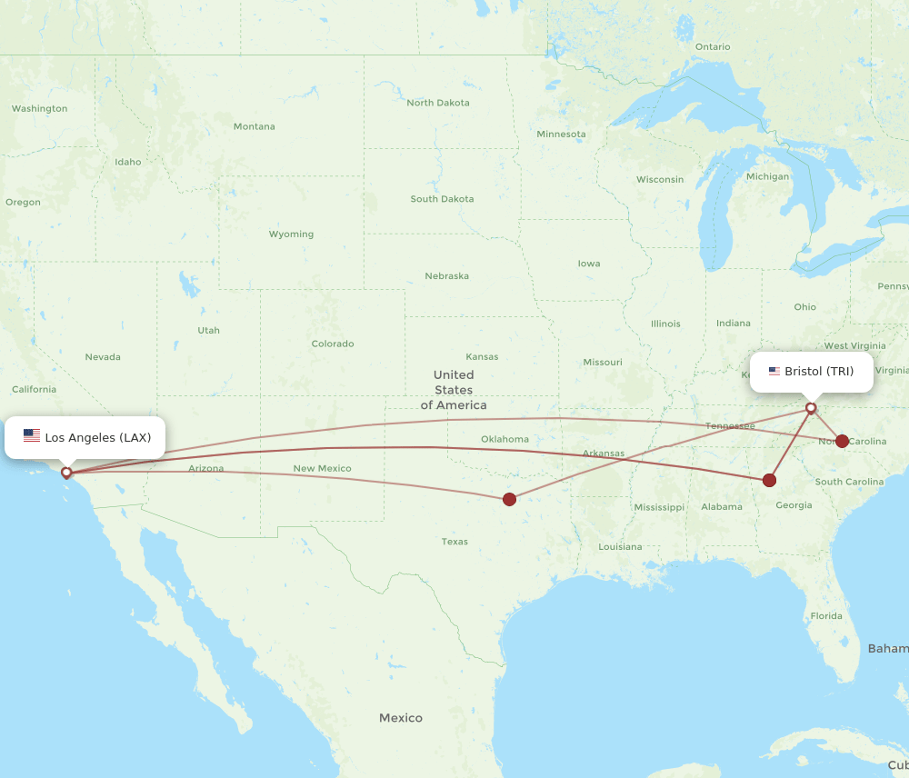 TRI-LAX flight routes