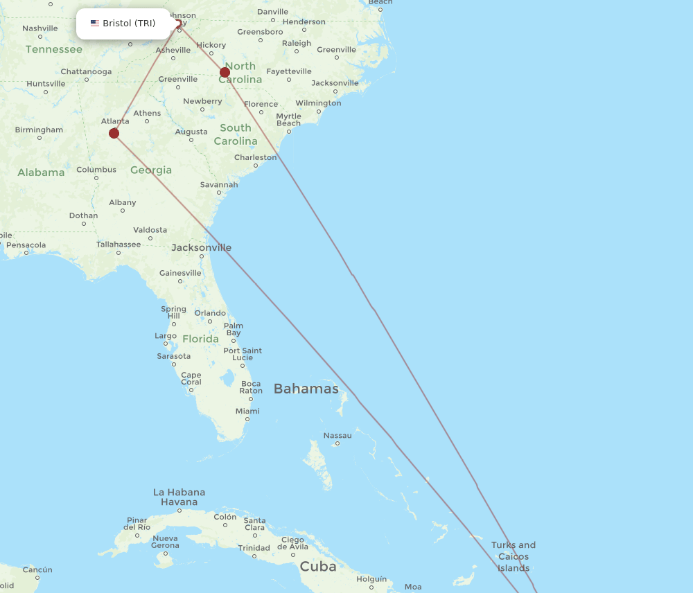 TRI-SDQ flight routes