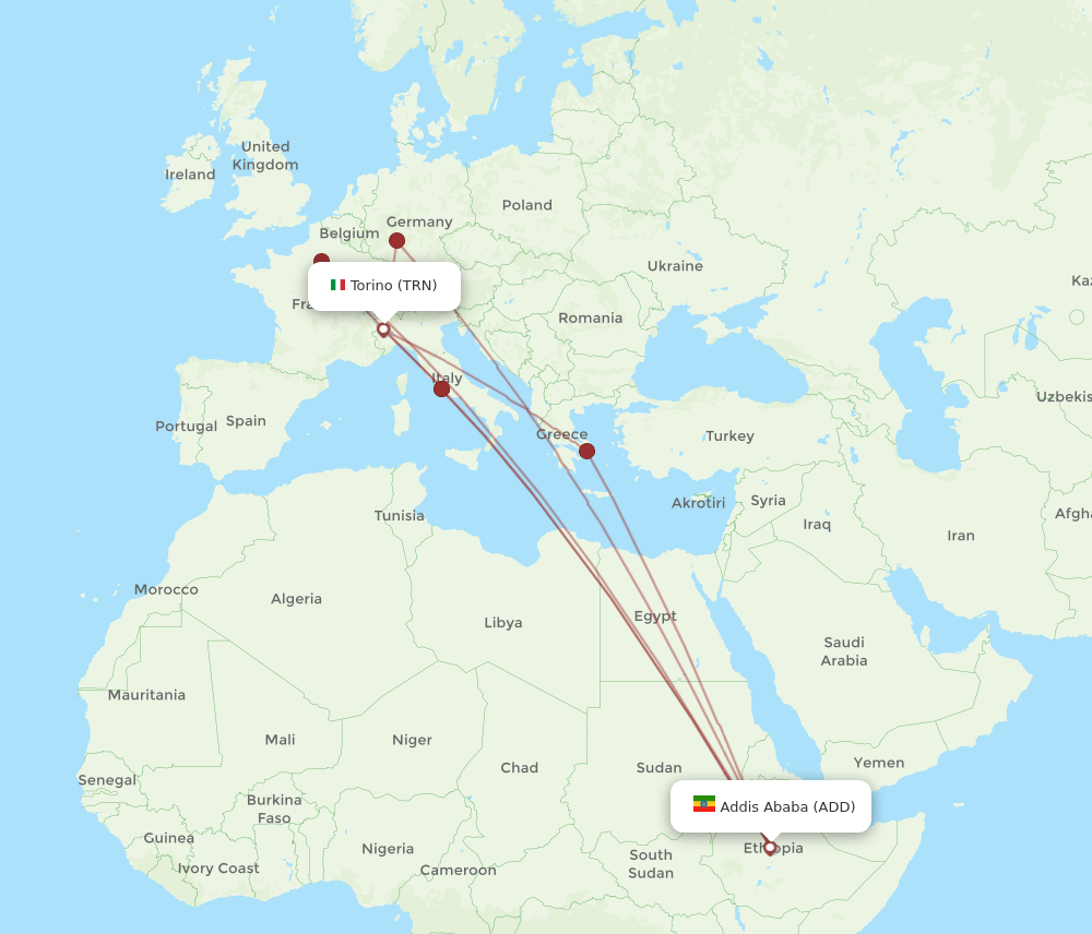 TRN-ADD flight routes
