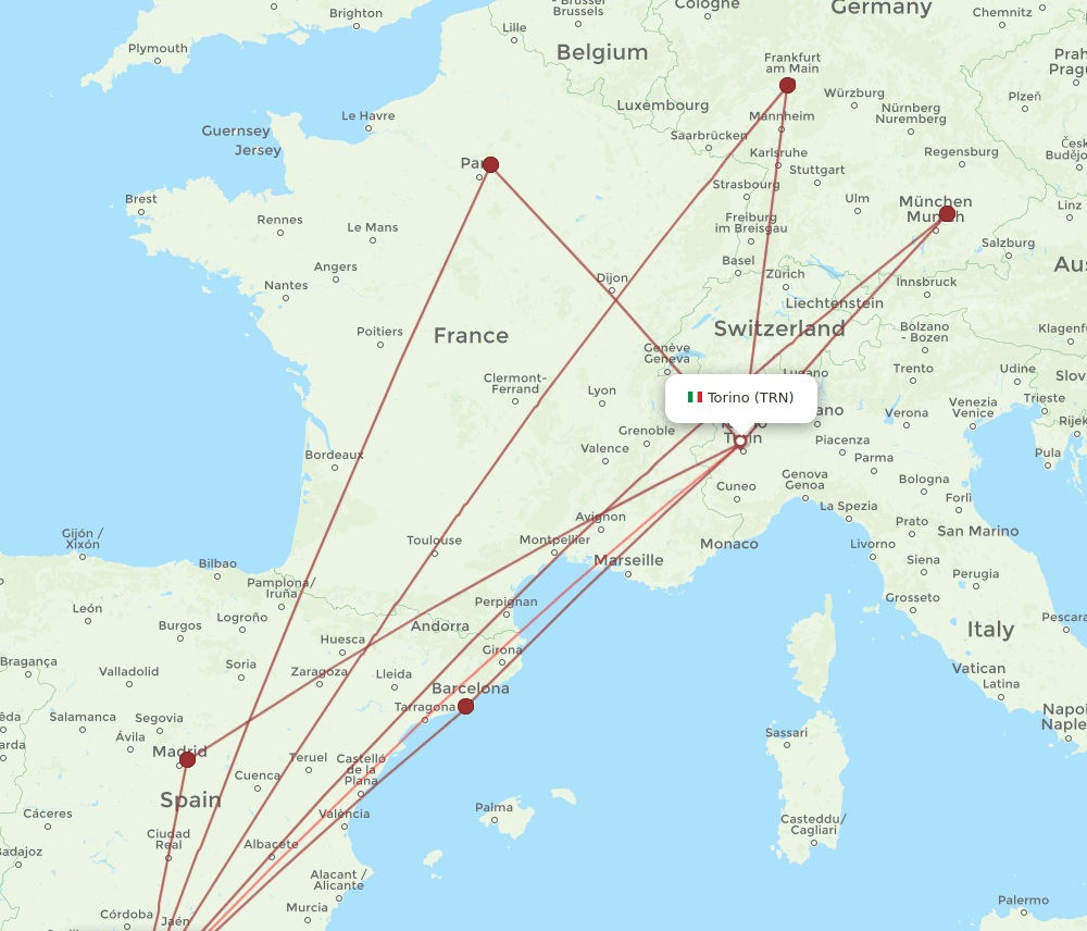 TRN-AGP flight routes