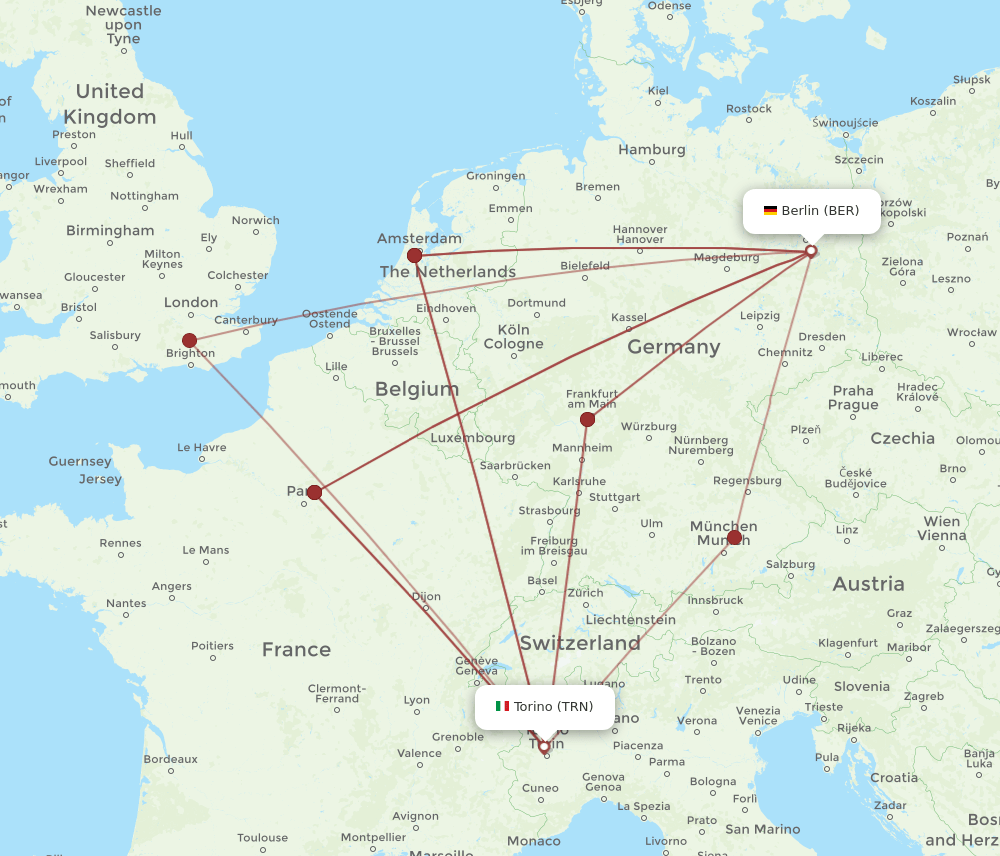 TRN-BER flight routes