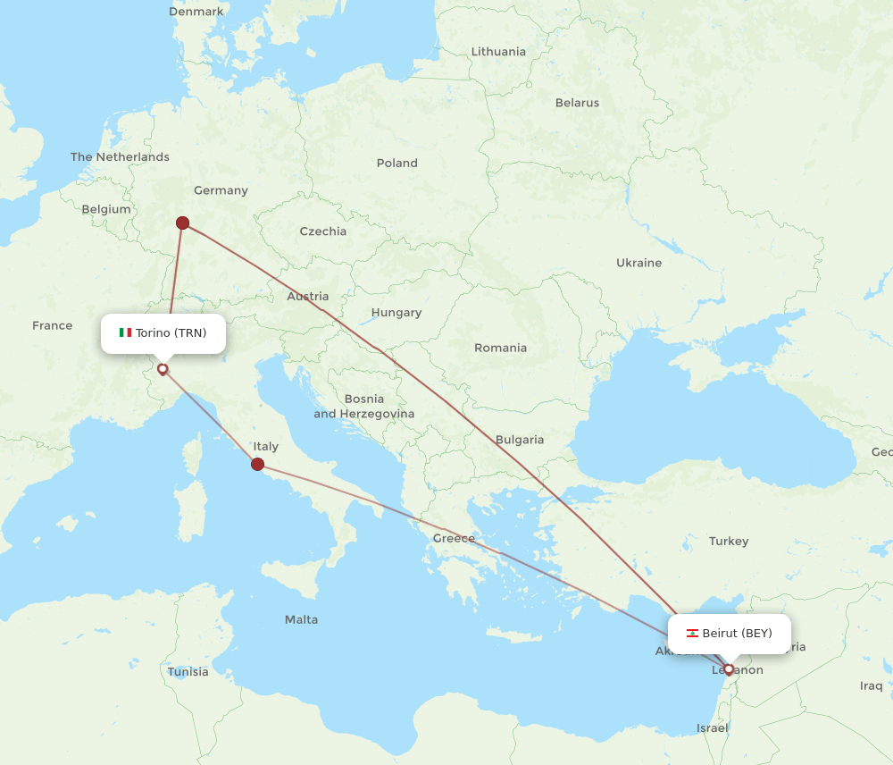TRN-BEY flight routes