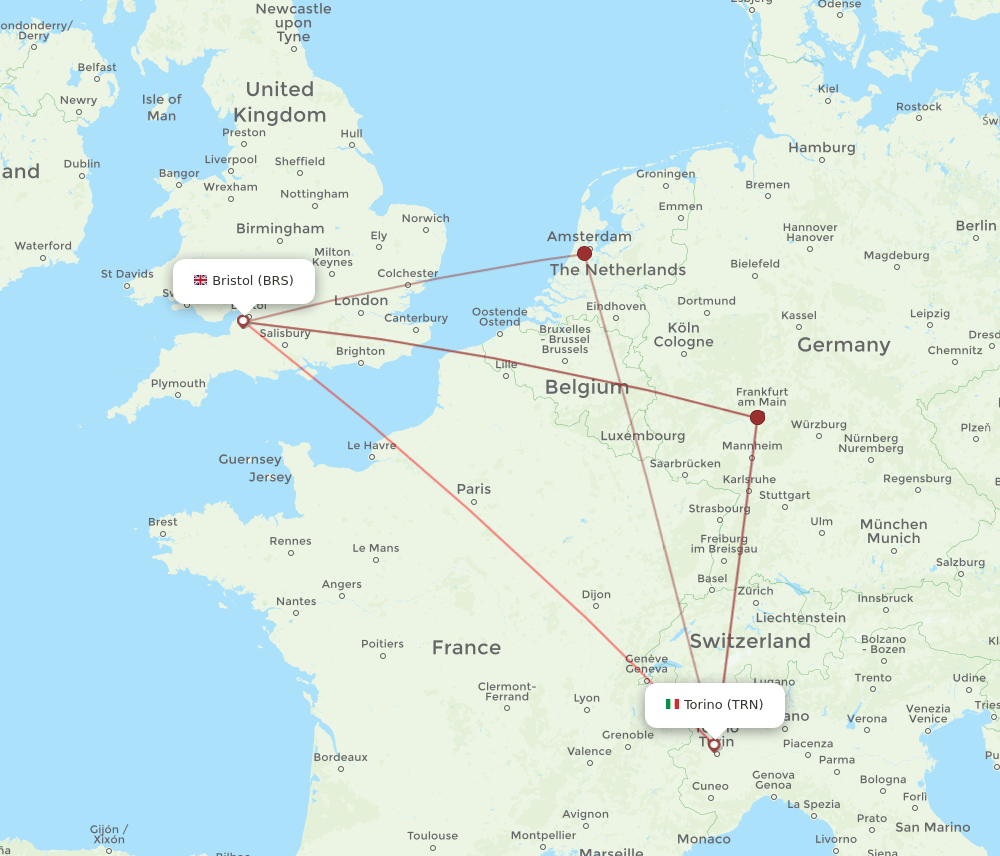 TRN-BRS flight routes