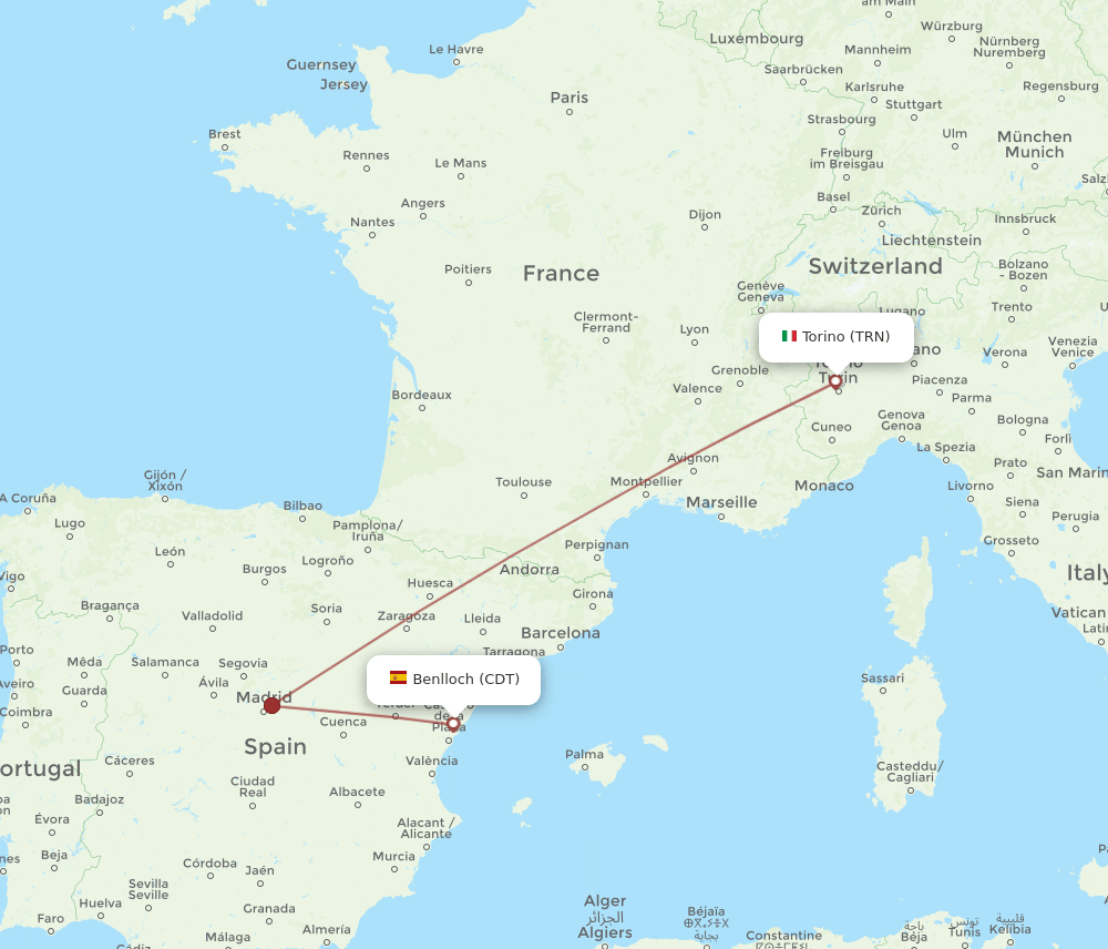 TRN-CDT flight routes