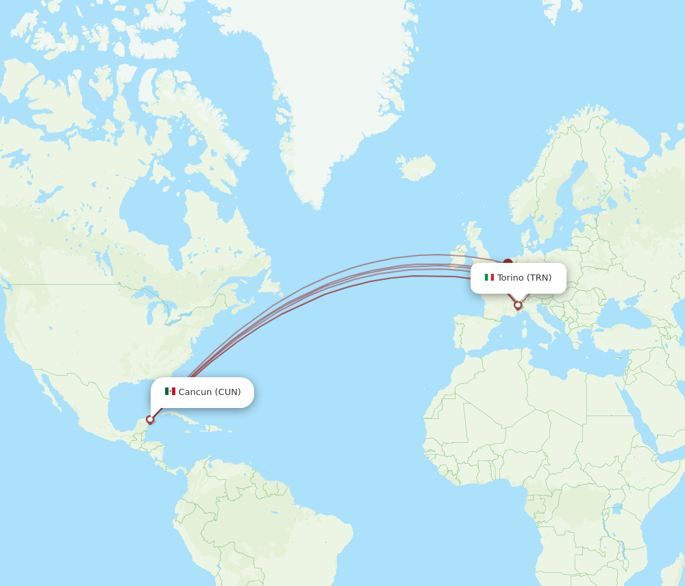 TRN-CUN flight routes