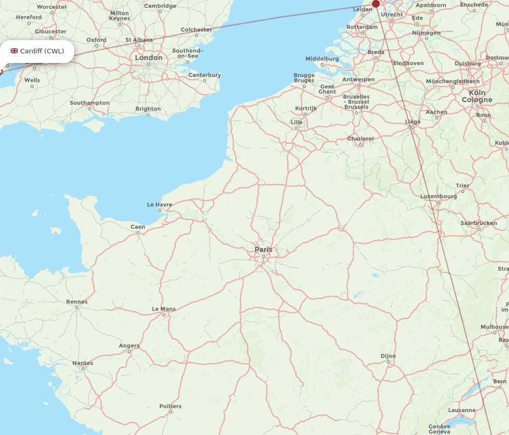 TRN-CWL flight routes