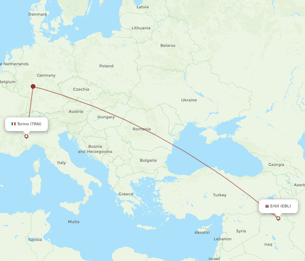 TRN-EBL flight routes