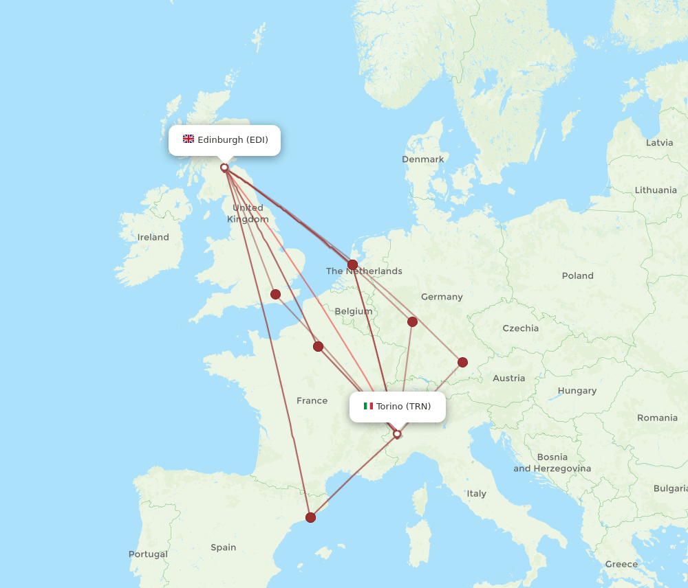 TRN-EDI flight routes