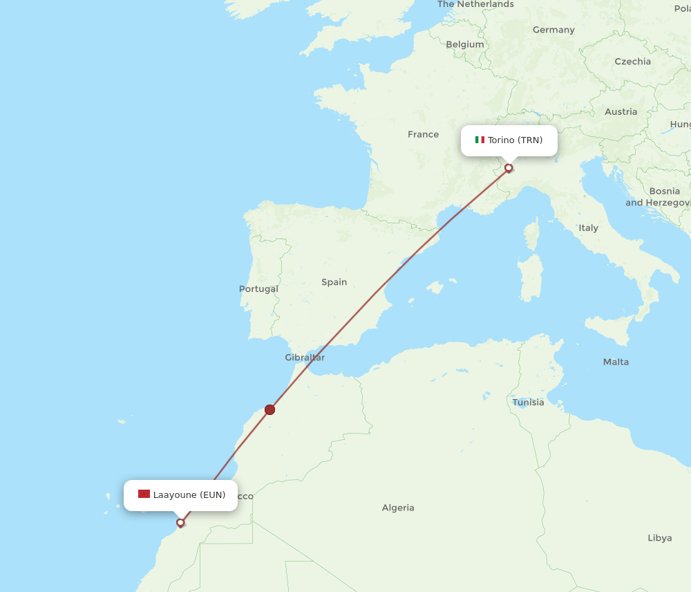 TRN-EUN flight routes