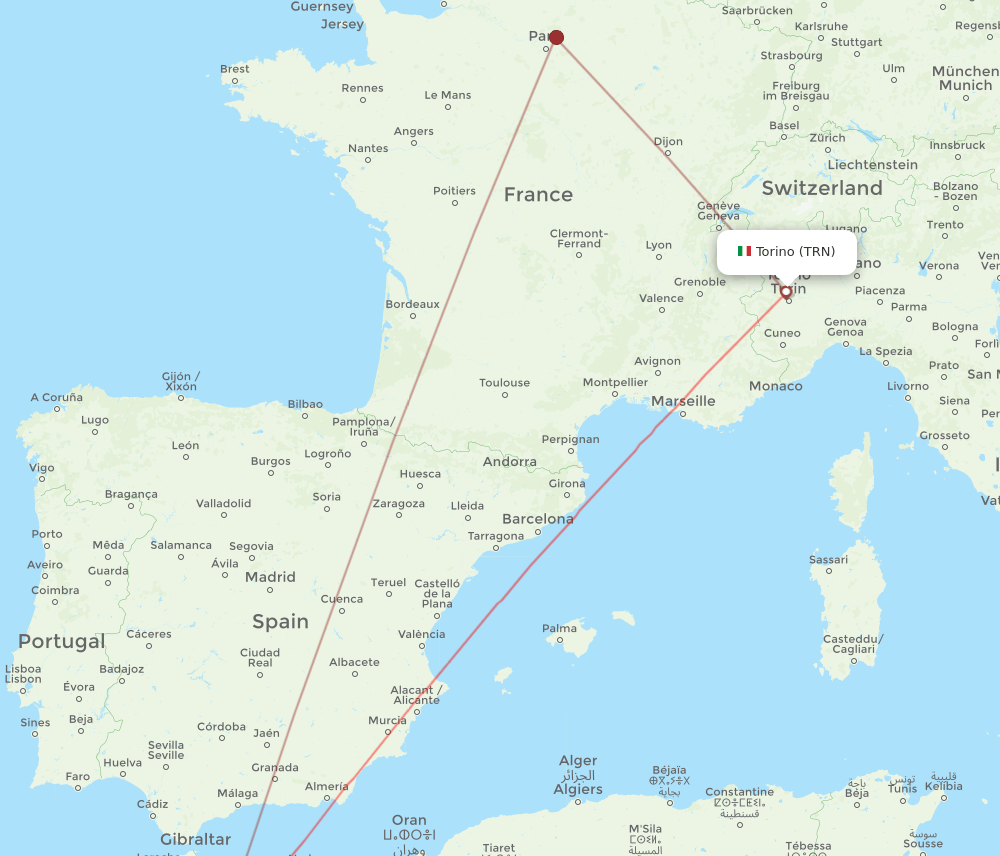 TRN to FEZ flights and routes map