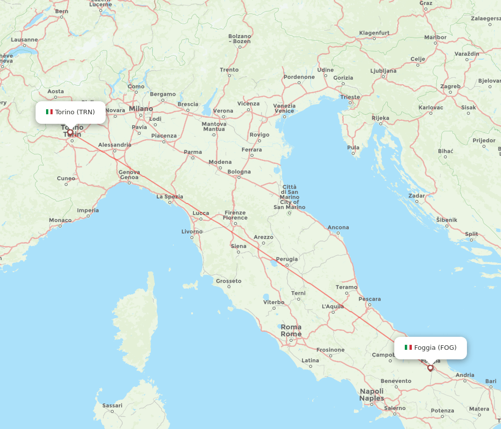 TRN to FOG flights and routes map