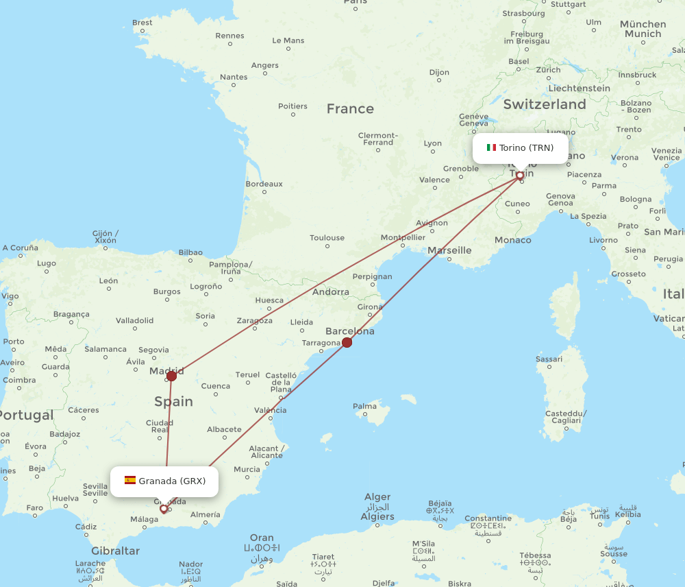 TRN-GRX flight routes