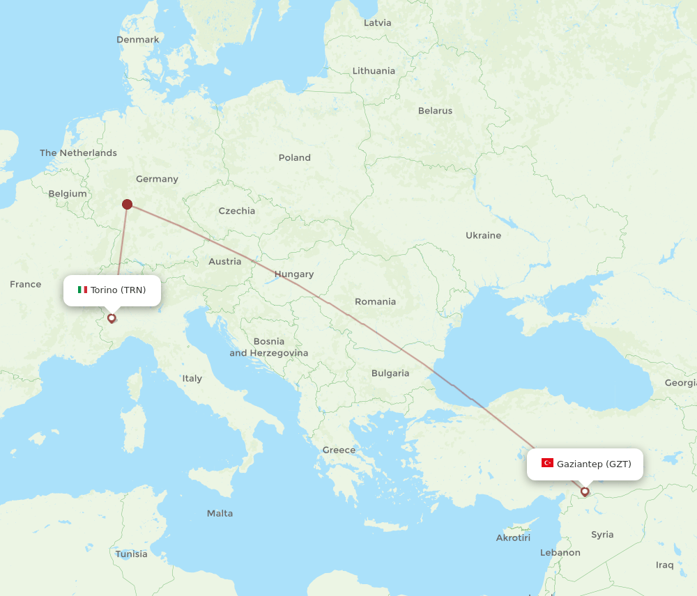 TRN-GZT flight routes