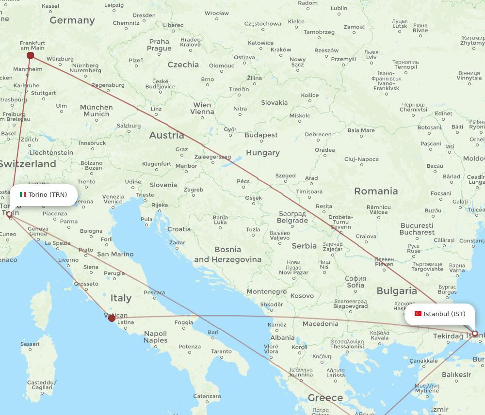 TRN-IST flight routes
