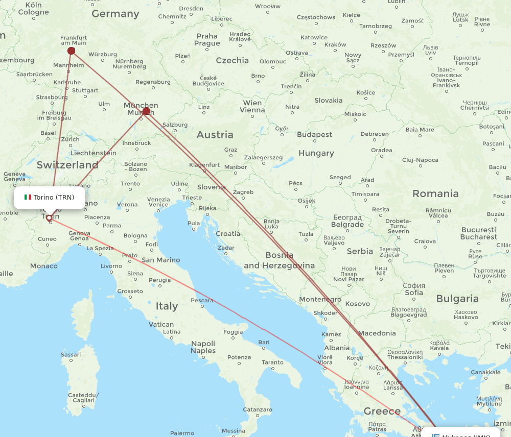 TRN-JMK flight routes