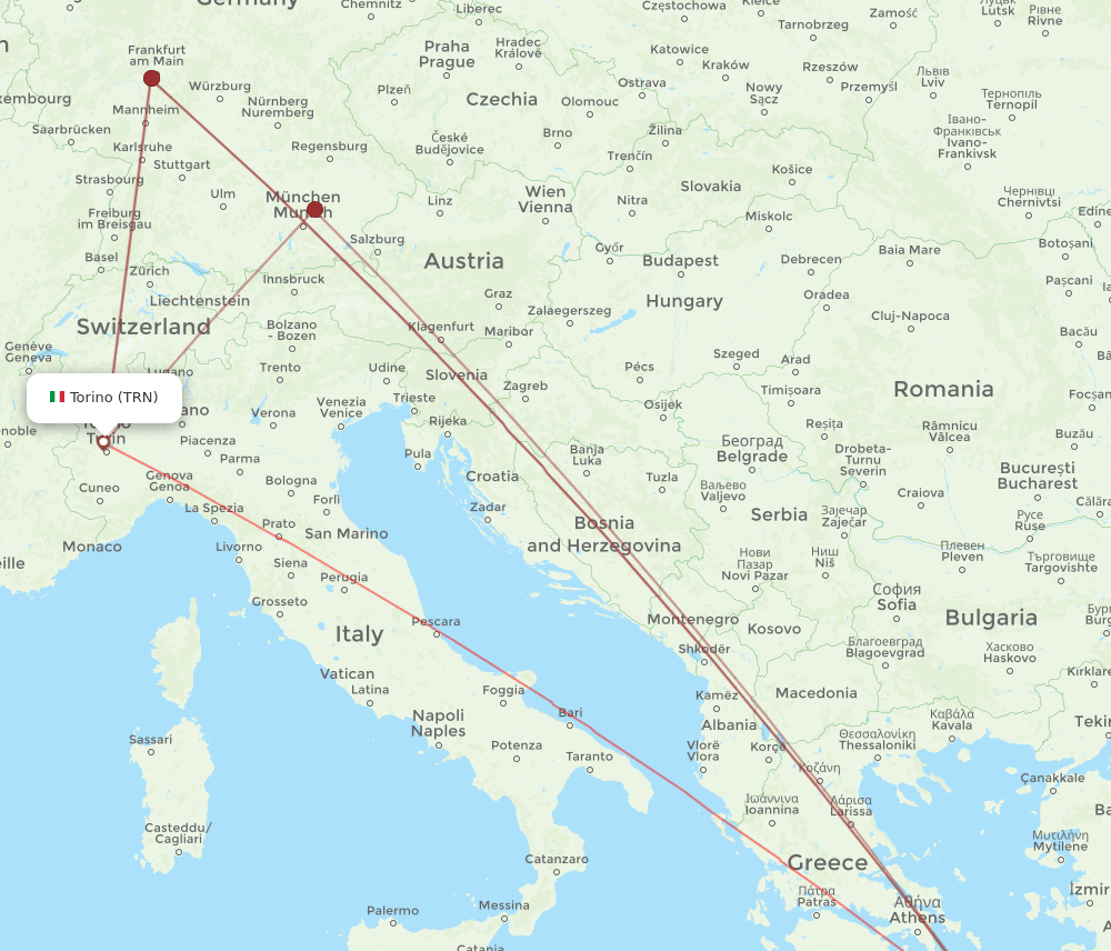 TRN to JTR flights and routes map