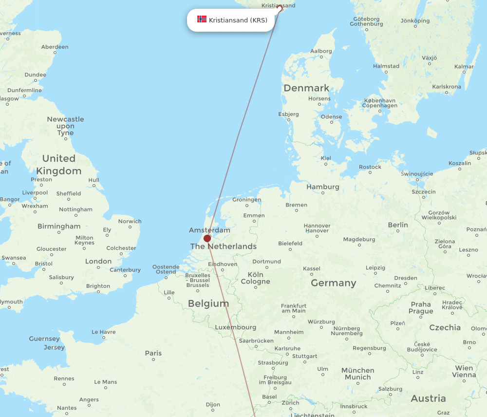TRN-KRS flight routes