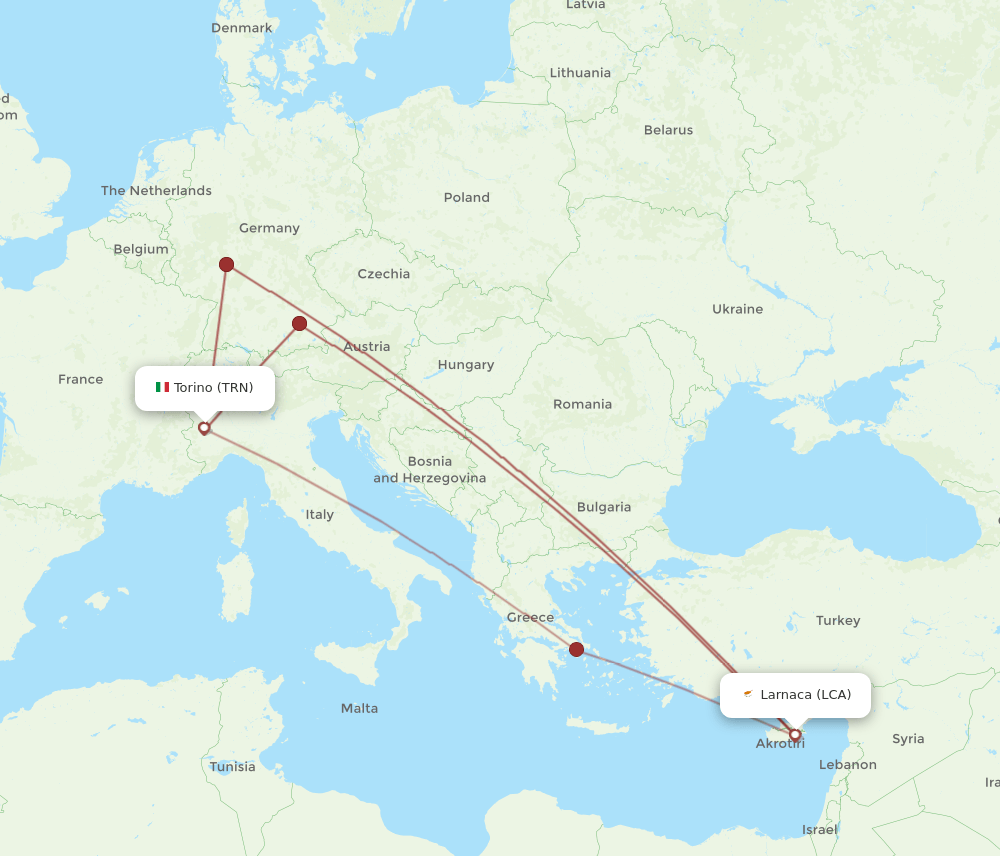 TRN-LCA flight routes