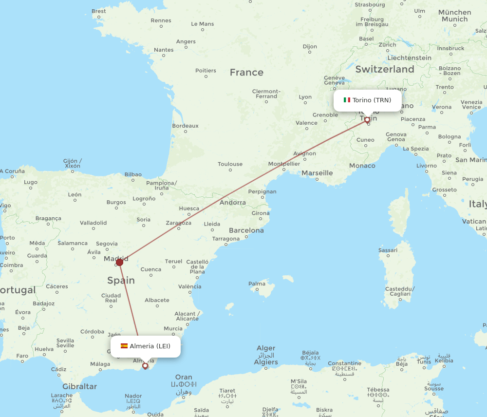 TRN-LEI flight routes