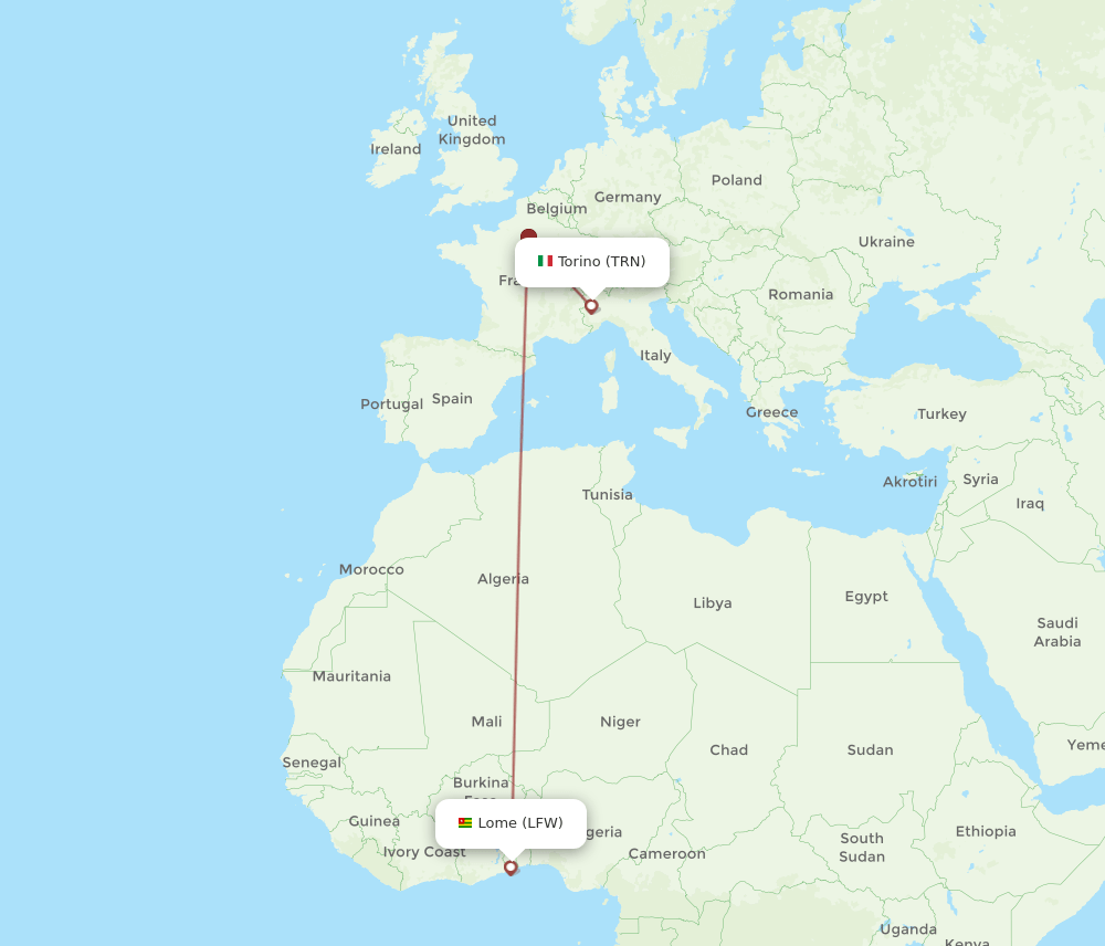 TRN to LFW flights and routes map