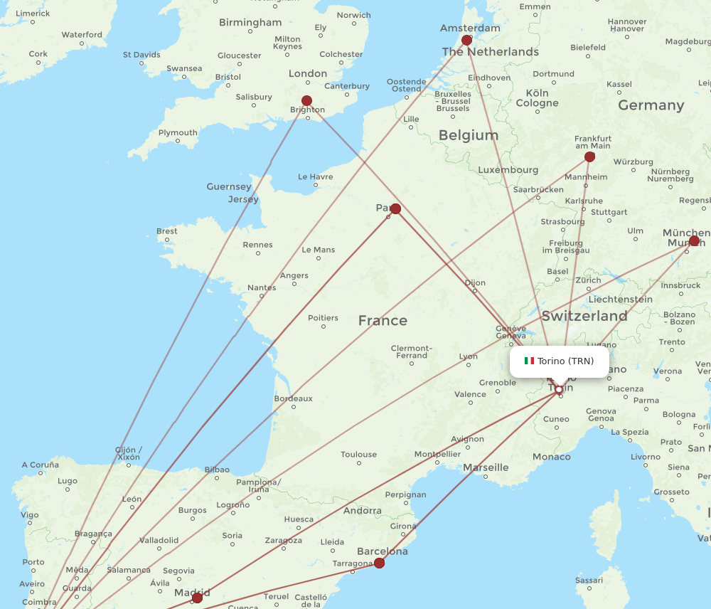 TRN to LIS flights and routes map